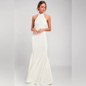 Lulus Slice of Joy White Halter Maxi Dress